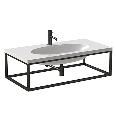 Arezzo Wall Hung wash basin with brushed brass towel rail frame