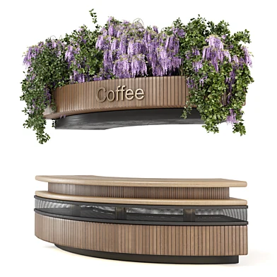 Coffee Reception Desk With Plants_Restaurant Set 3192