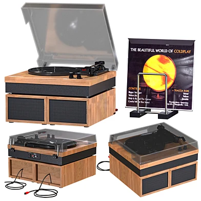 Fenton Record Player with Speakers & rack of records
