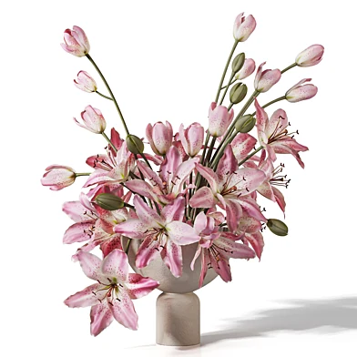 Pink Lily Bouquet in Minimal Ceramic Vase