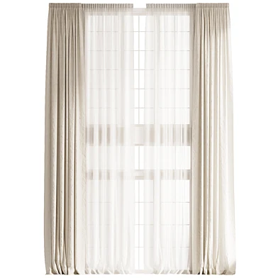 Double Height Linen Curtain w Tulle
