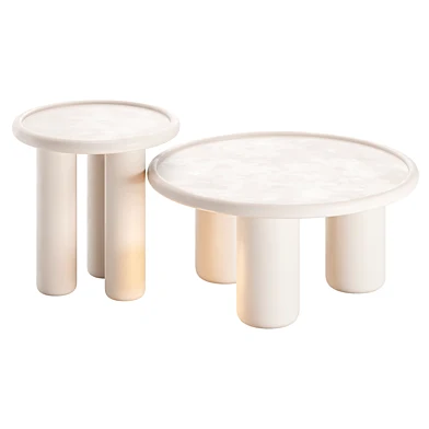Nested Ash Wood Orbicular Side Table