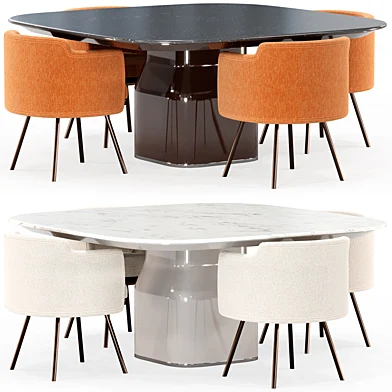 Столовая группа от фабрики Minotti, стол серия Saki, стулья серия Tape Set 2