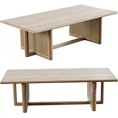 Daxton Ash Wood Rattan Coffee Table
