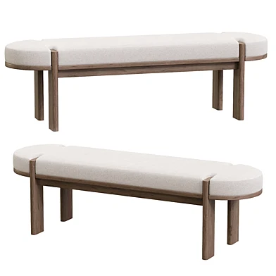 Karina Dark Elm Wood w Oatmeal Fabric Bench