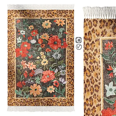 Carmine Floral Leopard Printed Rug
