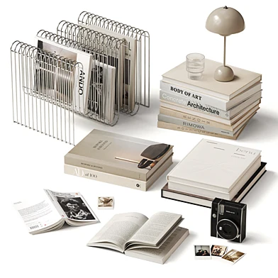 Instax Camera with Polaroids and Aesthetic Books