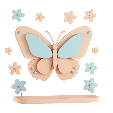Pastel Butterfly with Flowers