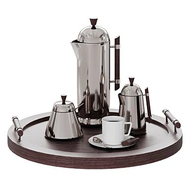 N31 Modern Coffee Serving Set on Wooden Tray