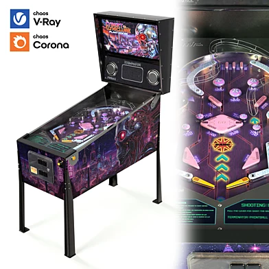 pinball machine with PBR 4K textures