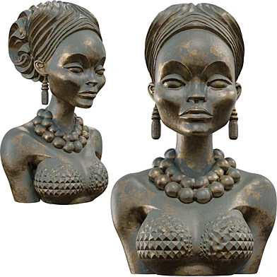 Bronze Bust 3D Model Stylized Female Figure