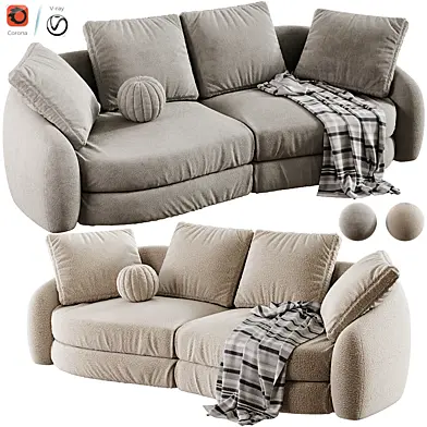 Japandi Velvet Curved Sofa