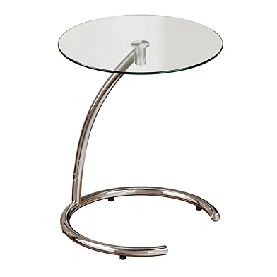 Chrome side table with glass accent in a modern style