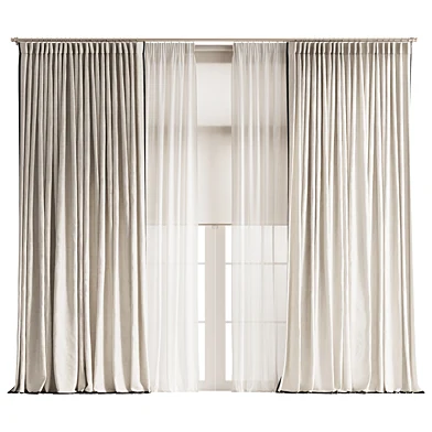 Pinch Pleated Curtains with Tulle and Roller Blind