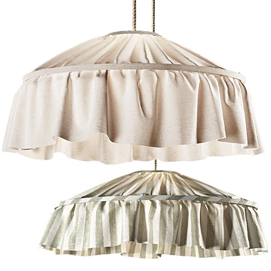 Fabric lampshade pendant. Linen and striped fabric options. 4 colors.