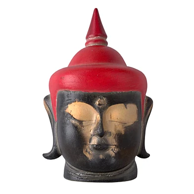 Antique Wooden Buddha Head Red