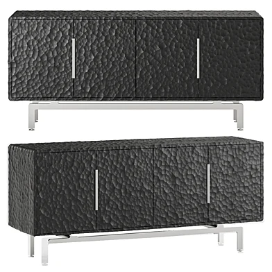 Carved Black Wood Credenza