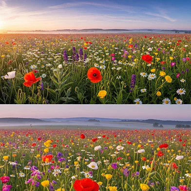 Wildflower Panorama at Dawn