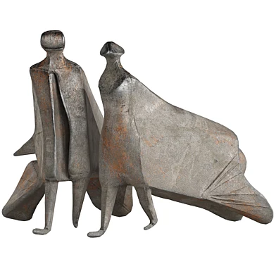 Minimal Abstract Metal Couple Sculpture