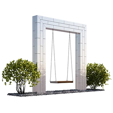 Swings with hedges and crushed stones