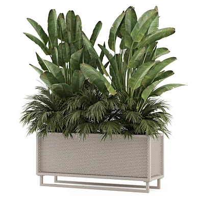Outdoor Plants in Metal Pot_Set 4037