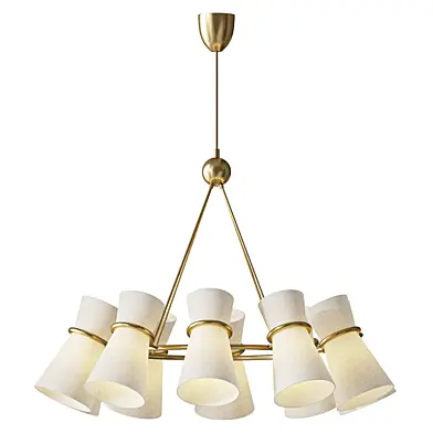 Clarkson White Glass Brass 10 Light Chandelier