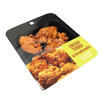 Chicken tender in breadcrumbs with packaging