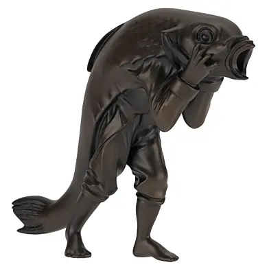 Echo Diver – Bronze Hybrid Figure with Surreal Expression