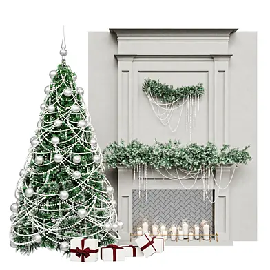 Новогодняя елка с бусами 04