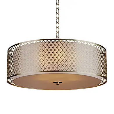 Gold Metal And White Fabric 1 Light Drum Ceiling Chandelier Pendant corona