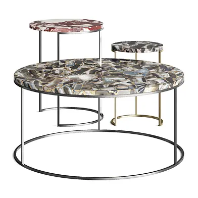 AM.PM Anaximène Agate and Metal Coffee Table