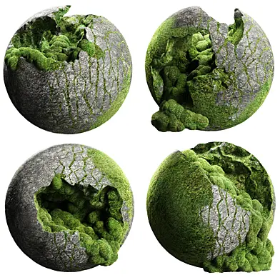 set decor moss and stone