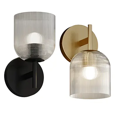 1 Modern Farmhouse Cooper Ribbed Glass Wall Sconce for Bathroom corona