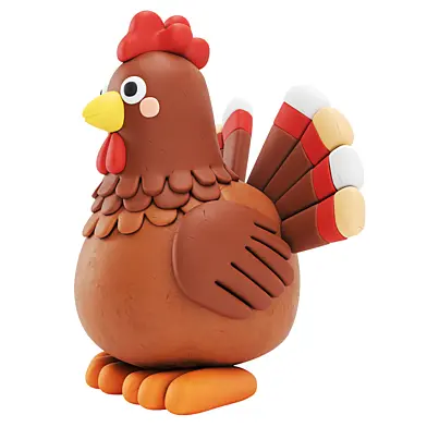 Clay Turkey Figurine