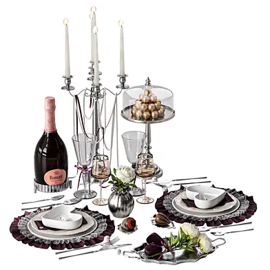 Table setting for Valentines Day