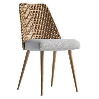 Boucle Rattan Back Dining Chair