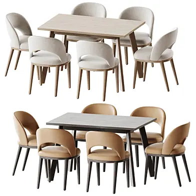Avalon Kitchen Table and Boerum Leather Dining Chair