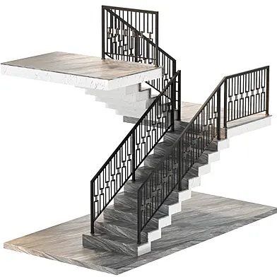 Staircase 18 – Modern Stone Staircase with Metal Railing