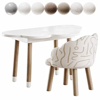 Wooden Toddler Table and Wooden Soft Baby Kids Chair