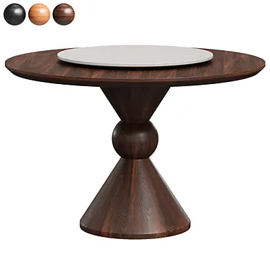 Solid Wood Rotating Lazy Susan Cream Dining Table