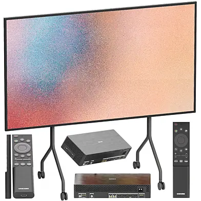 tv samsung with pedestal stand remote and connect box