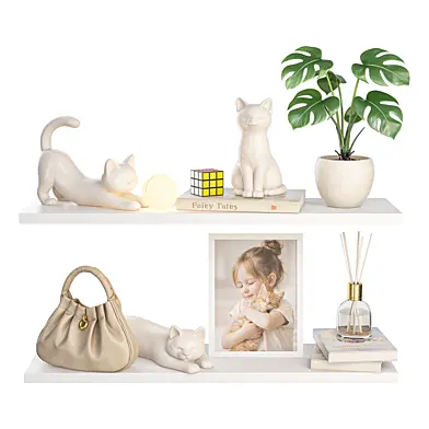 Minimalist Cat Decor Shelf Set