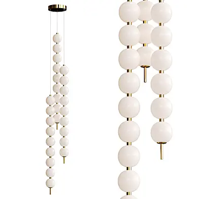 Pearls Suspension Brass Cascade Hanging Lamp