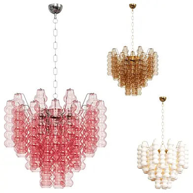 Murano Chandelier Curva Rosa 36 Tubes