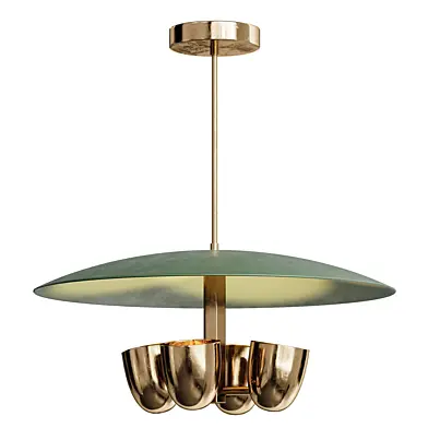 Mid Century Antique 4 Light Modern Raw Brass Pendan