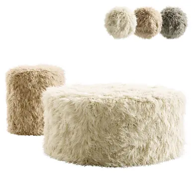 Round Sheepskin Poufs