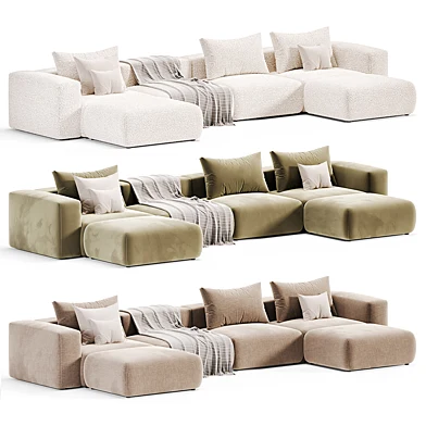 Corduroy Fabric 6-Piece Oversize Sectional Sofa