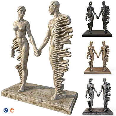 Abstract Fragmented Couple Sculpture Infinite Bond