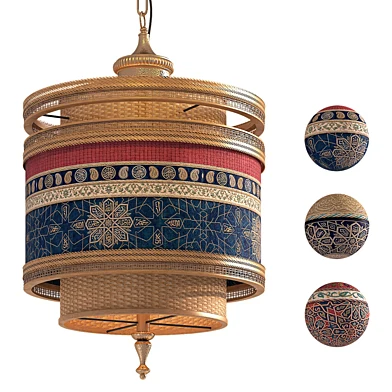 Islamic Geometric Pendant Light with Patterned Fabric 1118