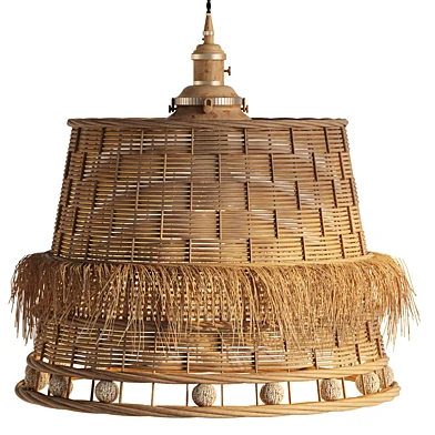 Boho Rattan Pendant Light with Fringes 1140